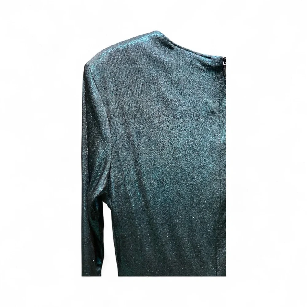 Zarr Metallic Teal Long Sleeve Twist Front Dress - Picture 7 of 9